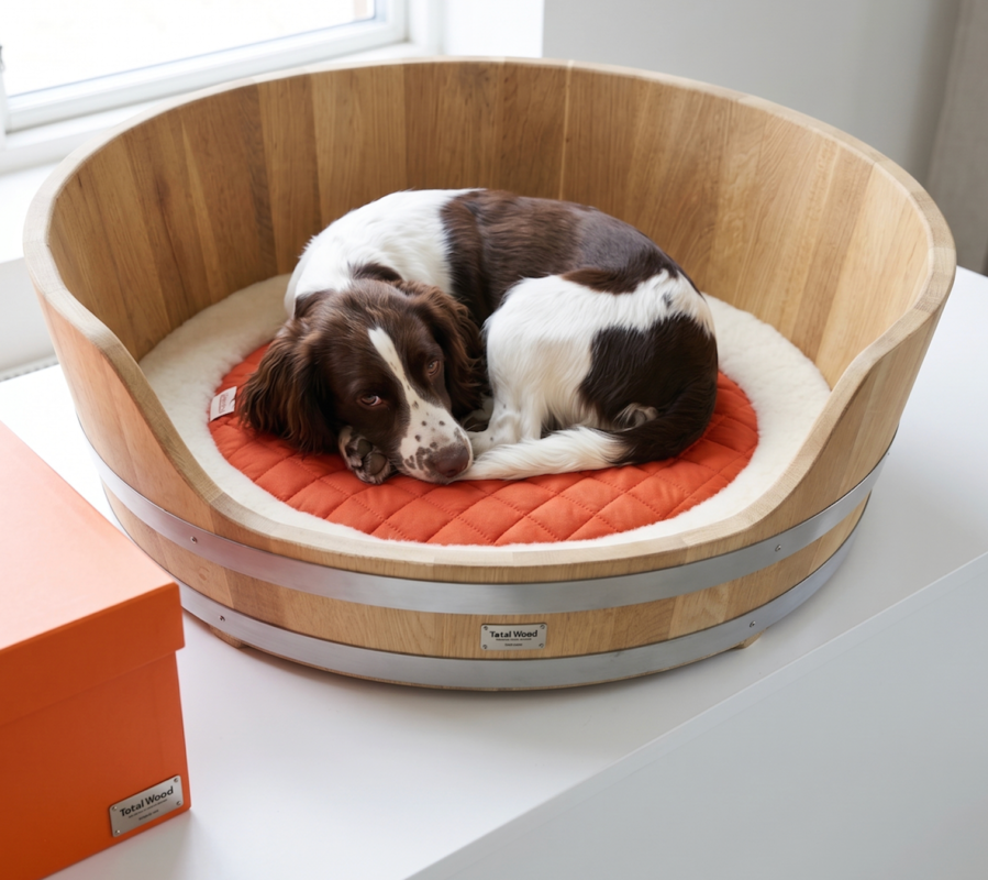 The Cooperage Luxury French Oak & Iroko Wood Barrel Pet Bed