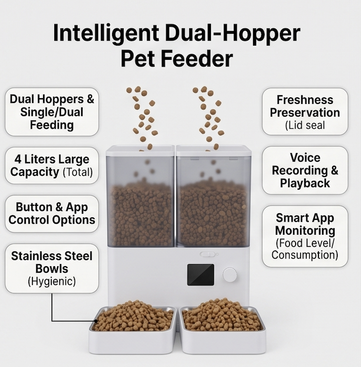 Intelligent Dual-Hopper Pet Feeder - Image 3